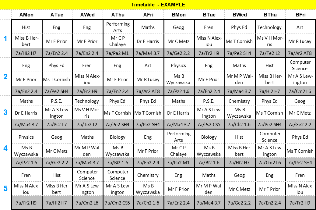 Timetable Example